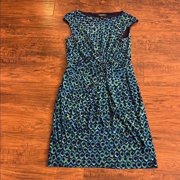 Lauren Ralph Lauren Blue Sheath Midi Dress with Bateau Neckline - Picture 6 of 12